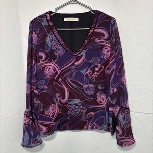 Vintage Women’s V-Neck Blouse Flared Sleeves Whimsigoth Boho Hippie Fairycore